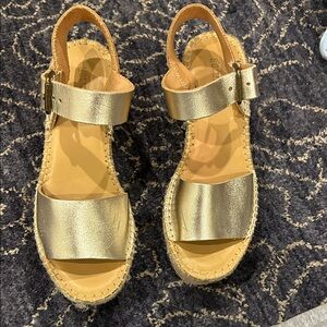 Soludos Metallic Gold Espadrille Slingback Sandals